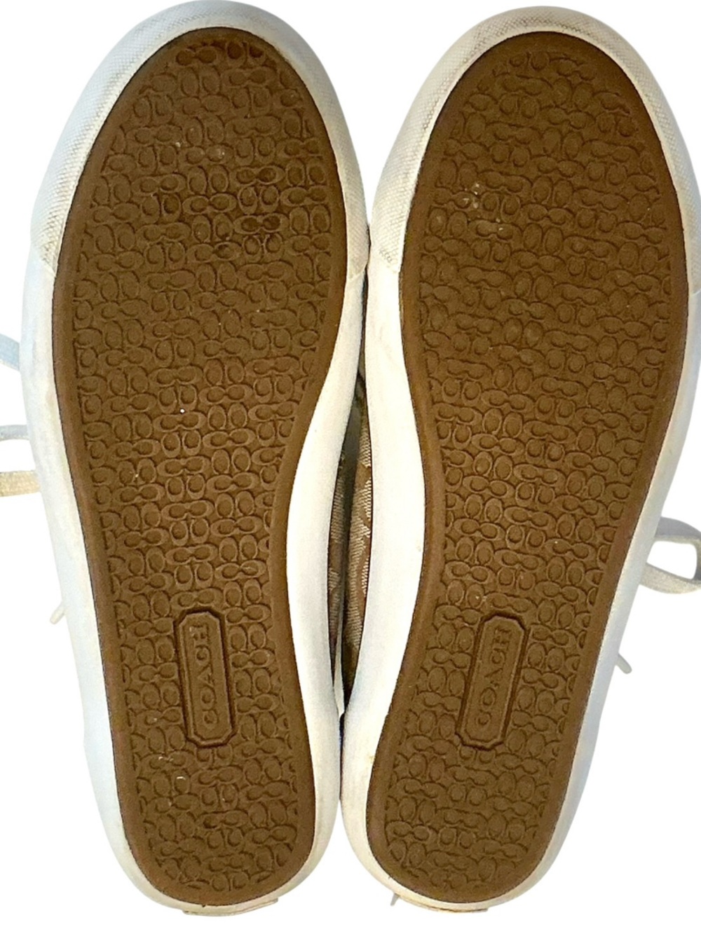 Coach Barrett Khaki Tan Signature Logo Canvas Low Top Lace up Sneakers Size 9.5 - Picture 11 of 15